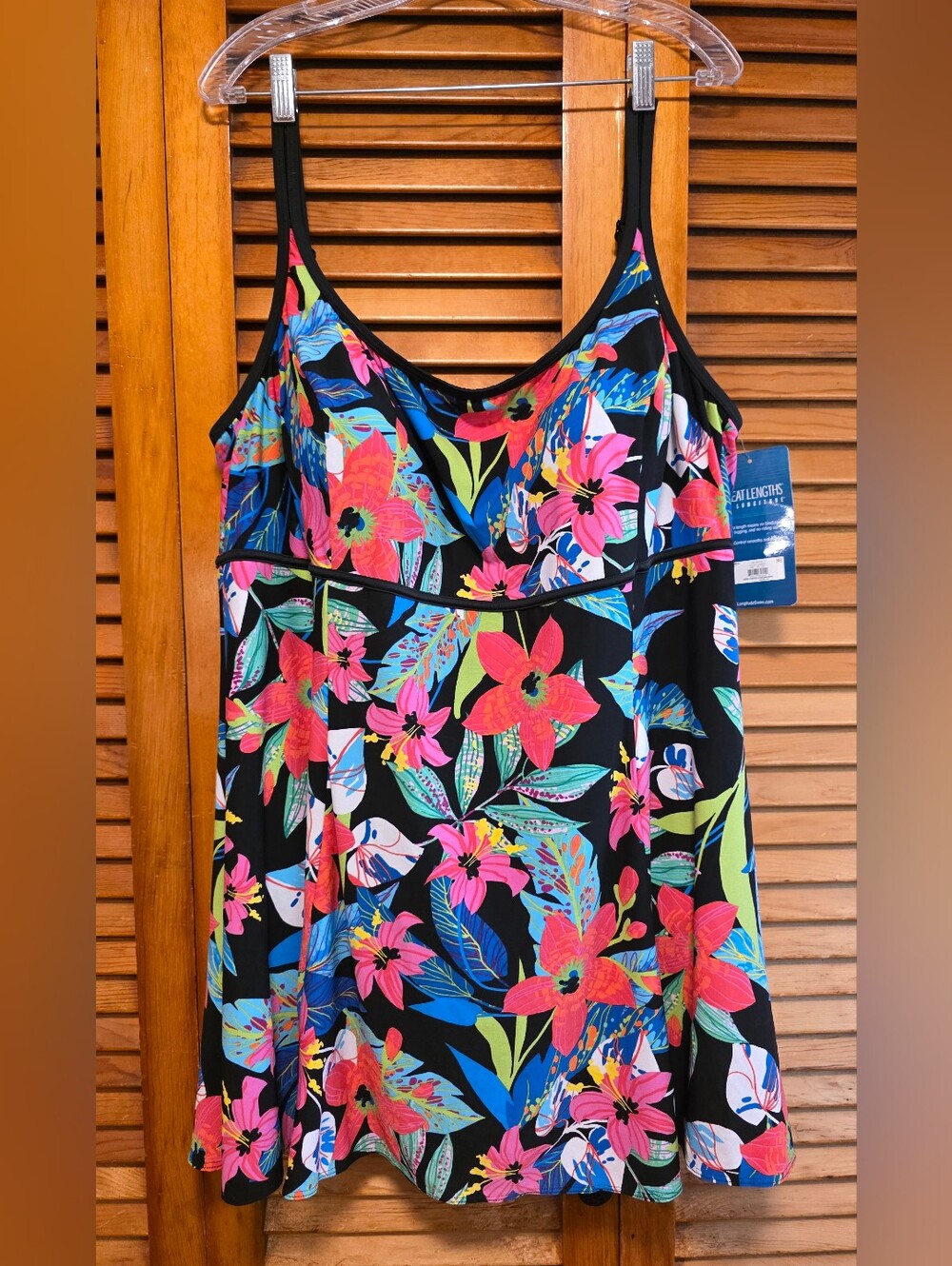 NWT Great Lengths Multi Floral Swim Dress Size 24 Plus Size